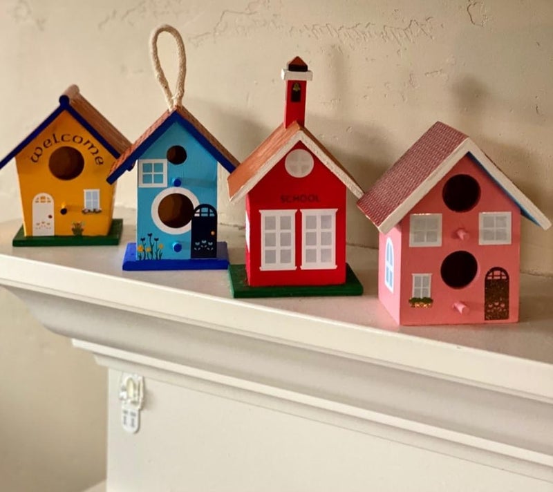 Creative HobbiesÂ® Mini 4 Inch Tall Birdhouse - Set of 4 Styles, Small Unfinished Wood Ready to Paint or Decorate - Image 4